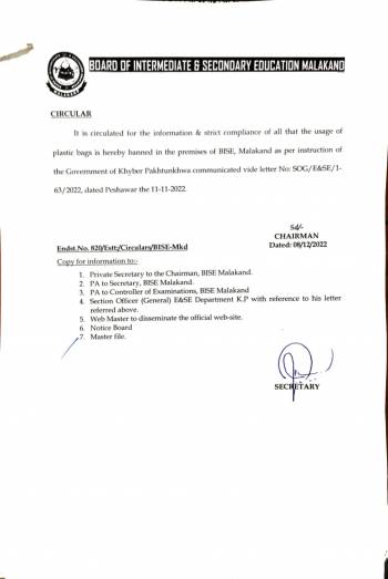 Notification regarding plastic bags in