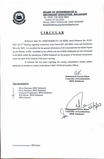 Circular: SLO-based Pre-Board Examinat